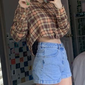 cropped flannel shirt